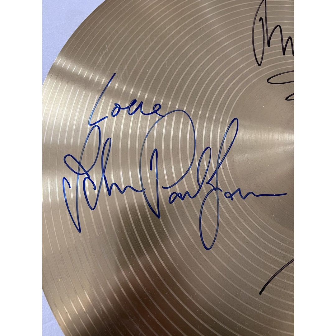 Led Zeppelin Jimmy Page Robert Plant John Paul Jones 14 inch cymbal signed with proof