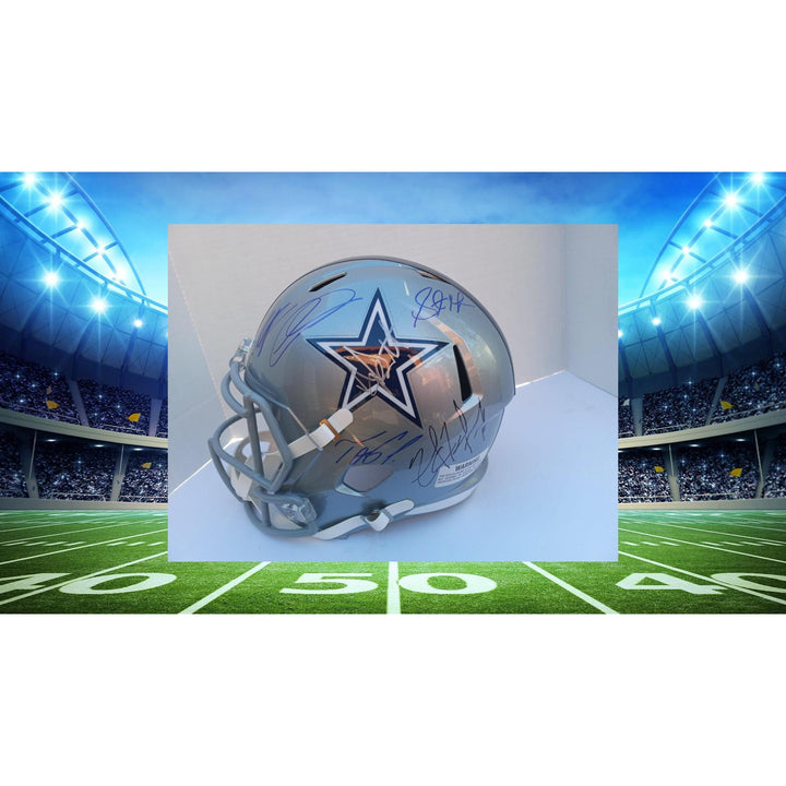 Dallas Cowboys Dak Prescott CeeDee Lamb Tony Pollard Micah Parsons Zack Martin Stefan Gilmore Riddell full size helmet with free acrylic dis