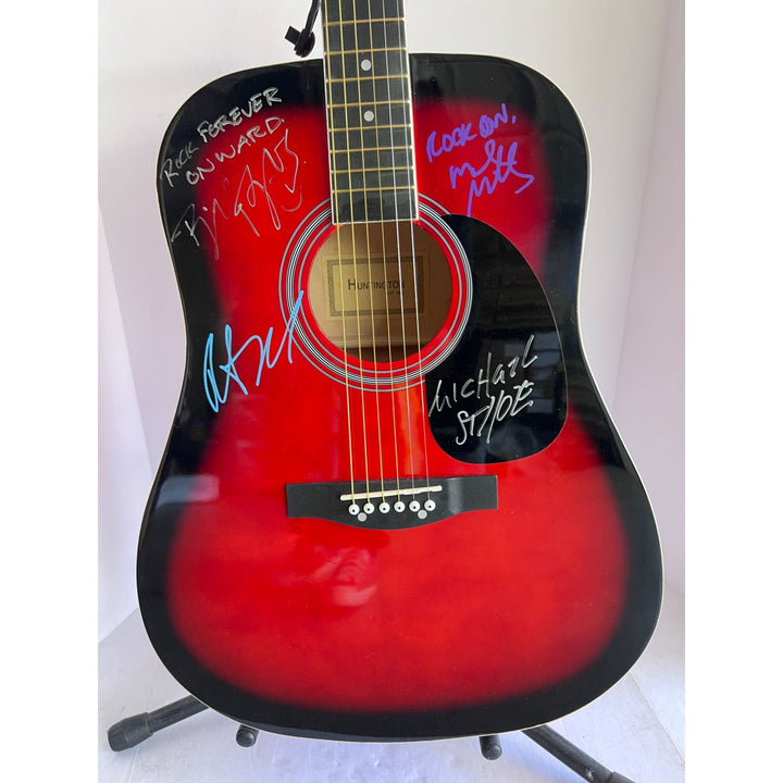 R.E.M Michael Stripe, Bill Berry, Mike Mills, Peter Buck full size 39' Huntington acoustic signed with proof