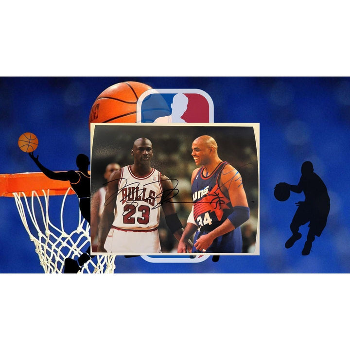 Michael Jordan and Charles Barkley 8x10 photo signed with proof