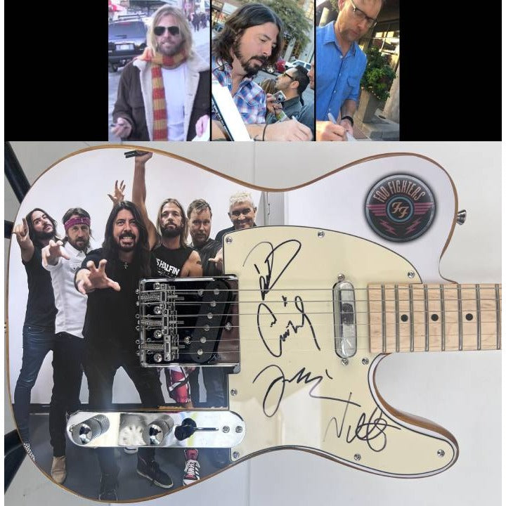 David Grohl Taylor Hawkins Foo Fighters  one of a kind full size electric guitar signed with proof.