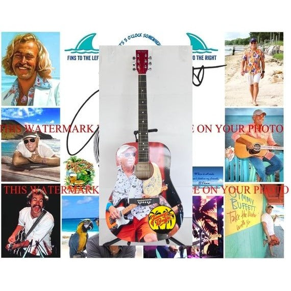 Jimmy Buffet one of a kind full size acoustic guitar signed with sketch and proof