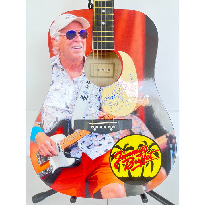 Jimmy Buffet one of a kind full size acoustic guitar signed with sketch and proof