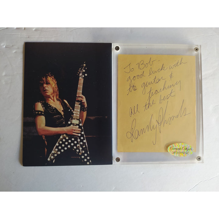 Randy Rhoads Quiet Riot autograph page book signed with proof