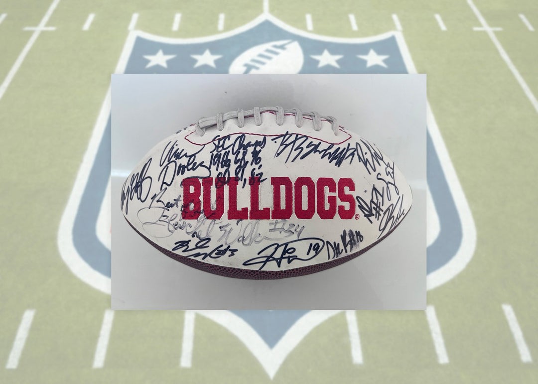 Georgia Bulldogs Matthew Stafford, Terrell Davis, Stetson Bennett 30 legendary Georgia football player signed football with proof