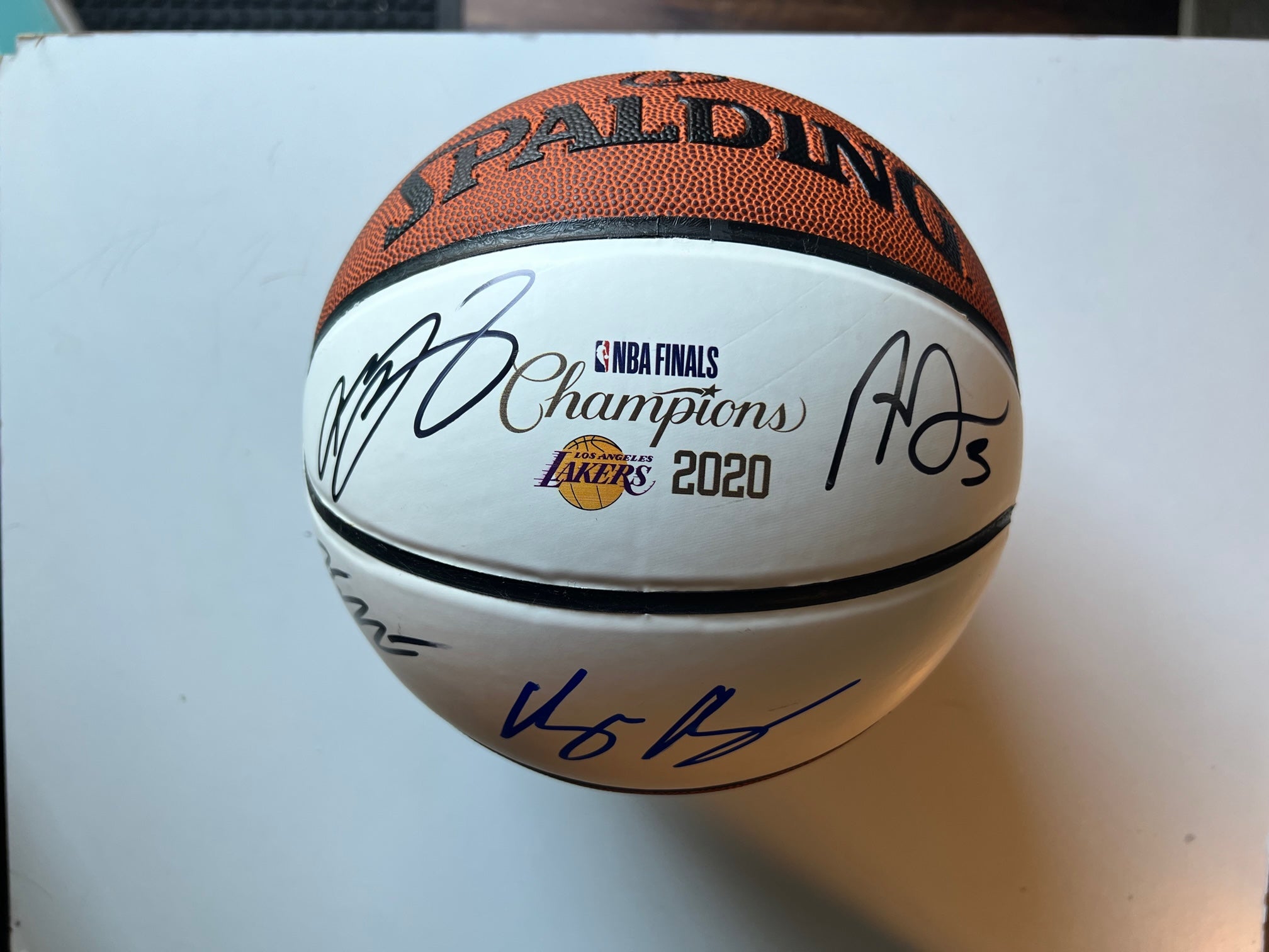 LeBron James, Anthony Davis NBA Champs Commemorative full size basketball signed with proof