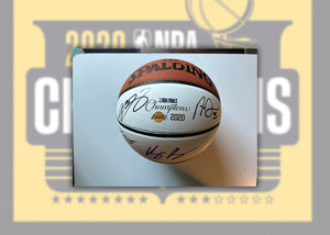 LeBron James, Anthony Davis NBA Champs Commemorative full size basketball signed with proof
