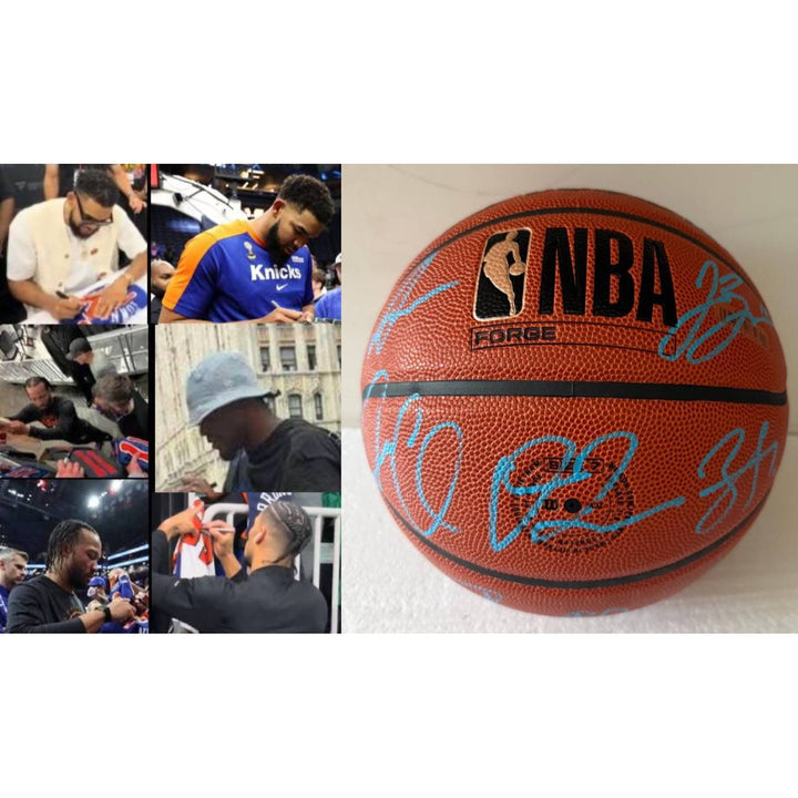 New York Knicks Jalen Brunson 2025-26 wilson basketball team signed with proof.