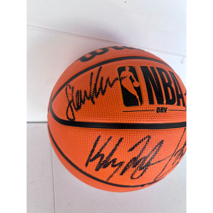 Stephen Curry Klay Thompson Draymont Green Steve Kerr Golden State Warriors Wilson full size basketball signed with proof.