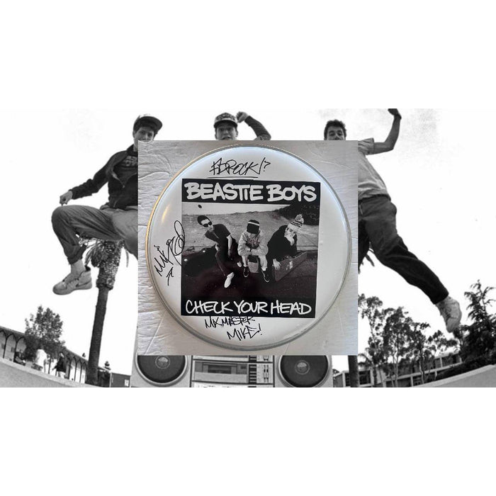 The Beastie Boys Rick Rubin, Ad-Rock, Mike Diamond 14-in one-of-a-kind drumhead signed with proof