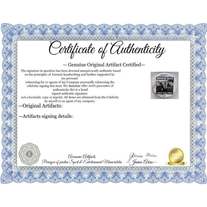 The Beastie Boys Rick Rubin, Ad-Rock, Mike Diamond 14-in one-of-a-kind drumhead signed with proof Awesome Artifacts