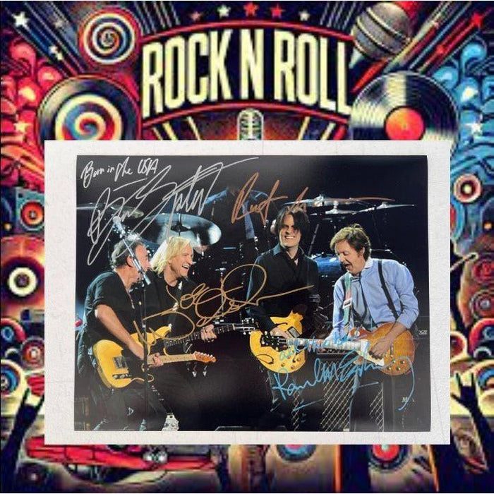 Sir Paul McCartney Bruce Springsteen, Joe Walsh & Rusty Anderson 11x14 photo signed with proof