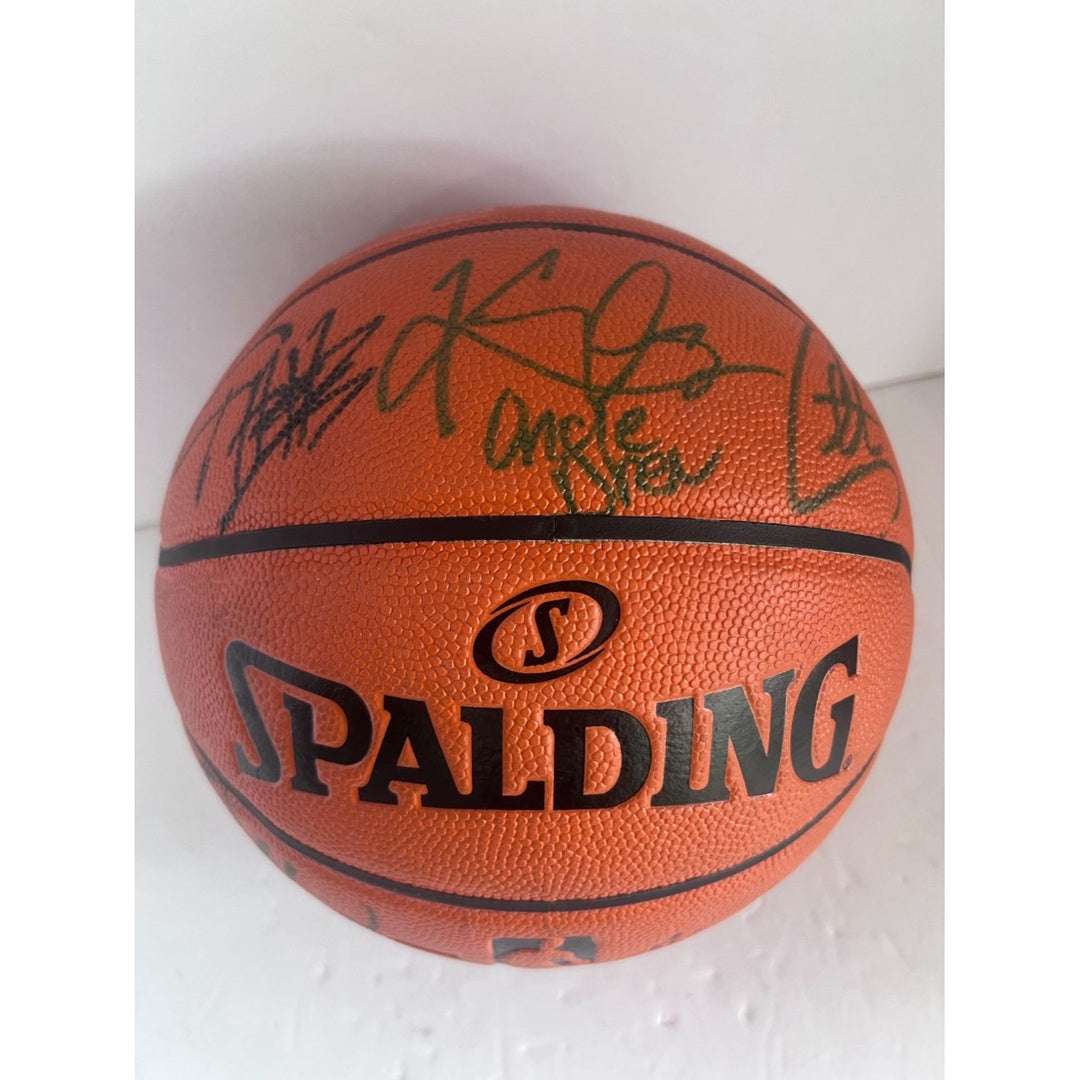 LeBron James Steph Curry Kevin Durant Anthony Davis Damian Lillard NBA superstars Spalding basketball signed with proof