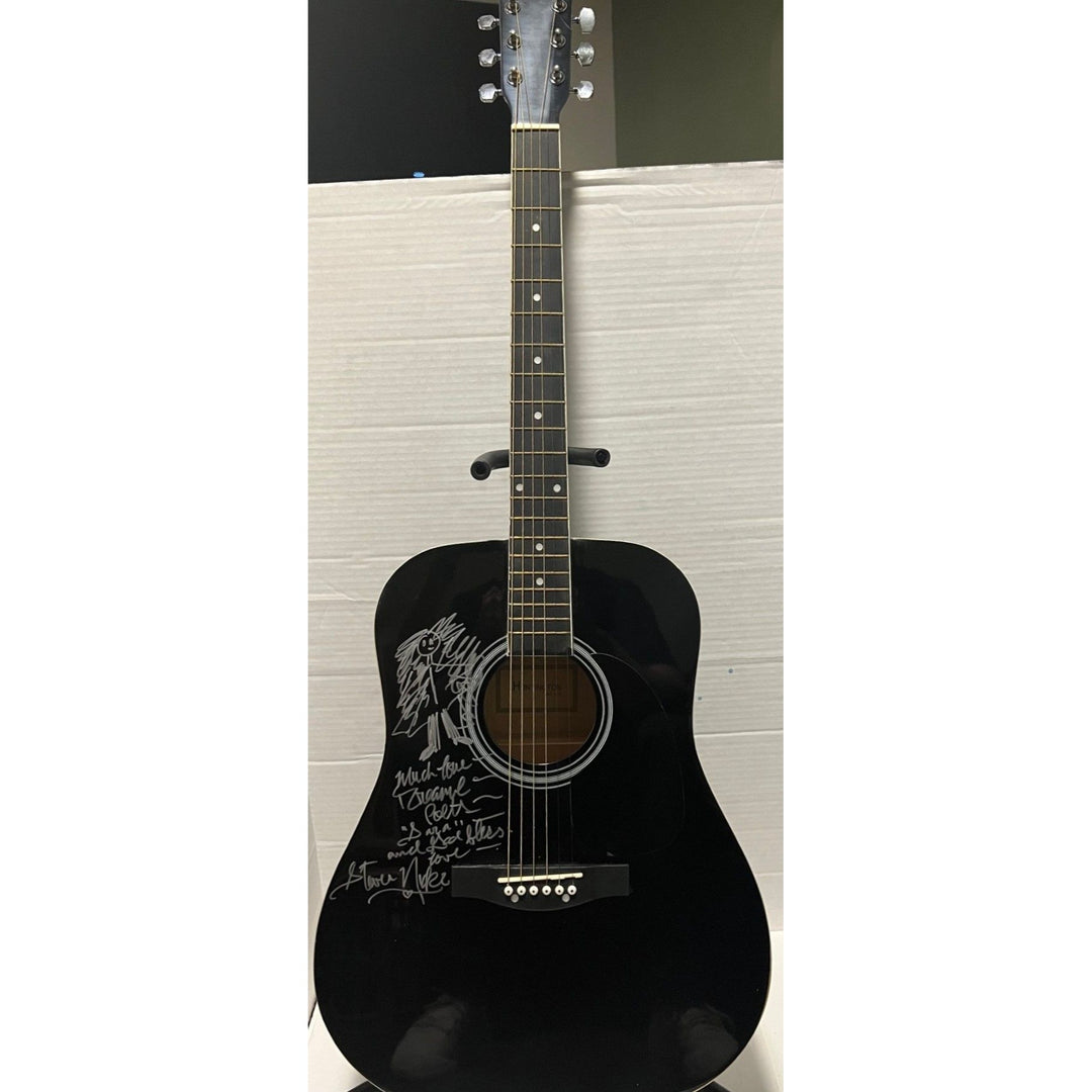 Stevie Nicks signed with Sketch and inscription one of a kind acoustic Ashharpe full size acoustic guitar signed with proof