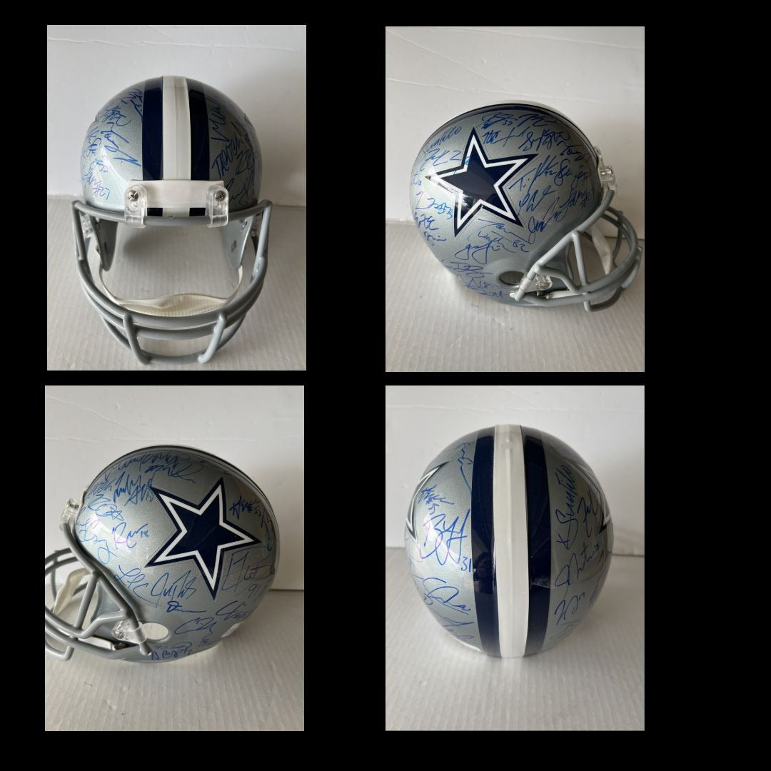 Dallas Cowboys Jason Witten Amari Cooper Dak Prescott Zeke Elliott 2019 team signed replica full size helmet with proof