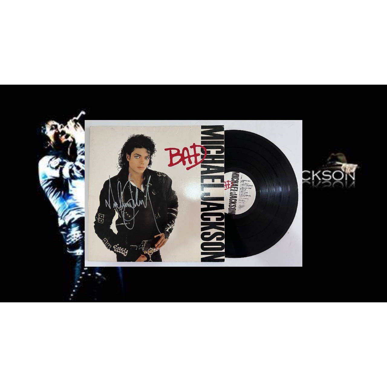 Michael Jackson "Bad" original LP signed with proof