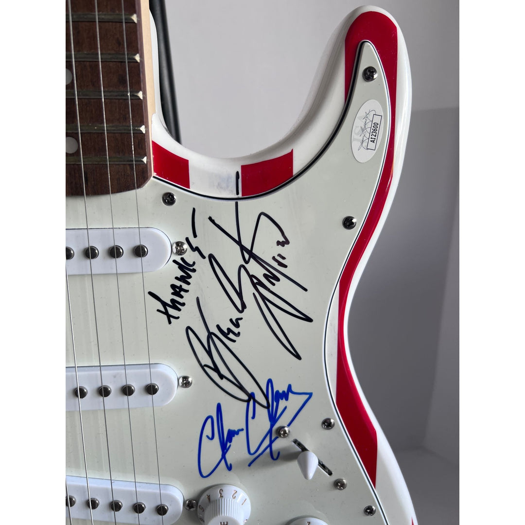 Bruce Springsteen Clarence Clemons Roy Bittan Patty Scialfa and the E Street Band full size American flag electric guitar signed with proof