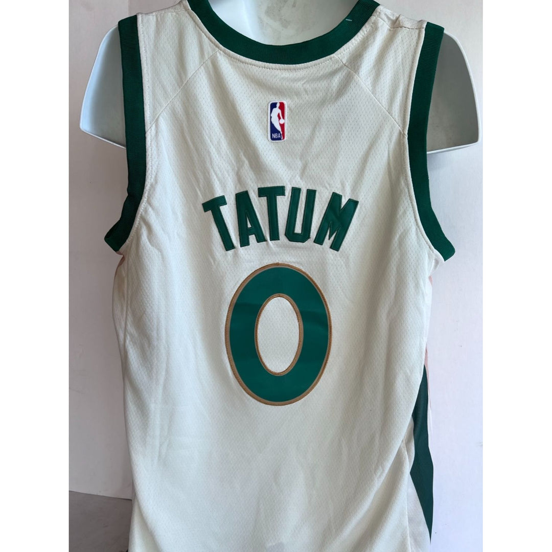 Boston Celtics 2023-24 Jayson Tatum Jrue Holiday Jaylen Brown Kristaps Porzingis complete team nike jersey signed with proof