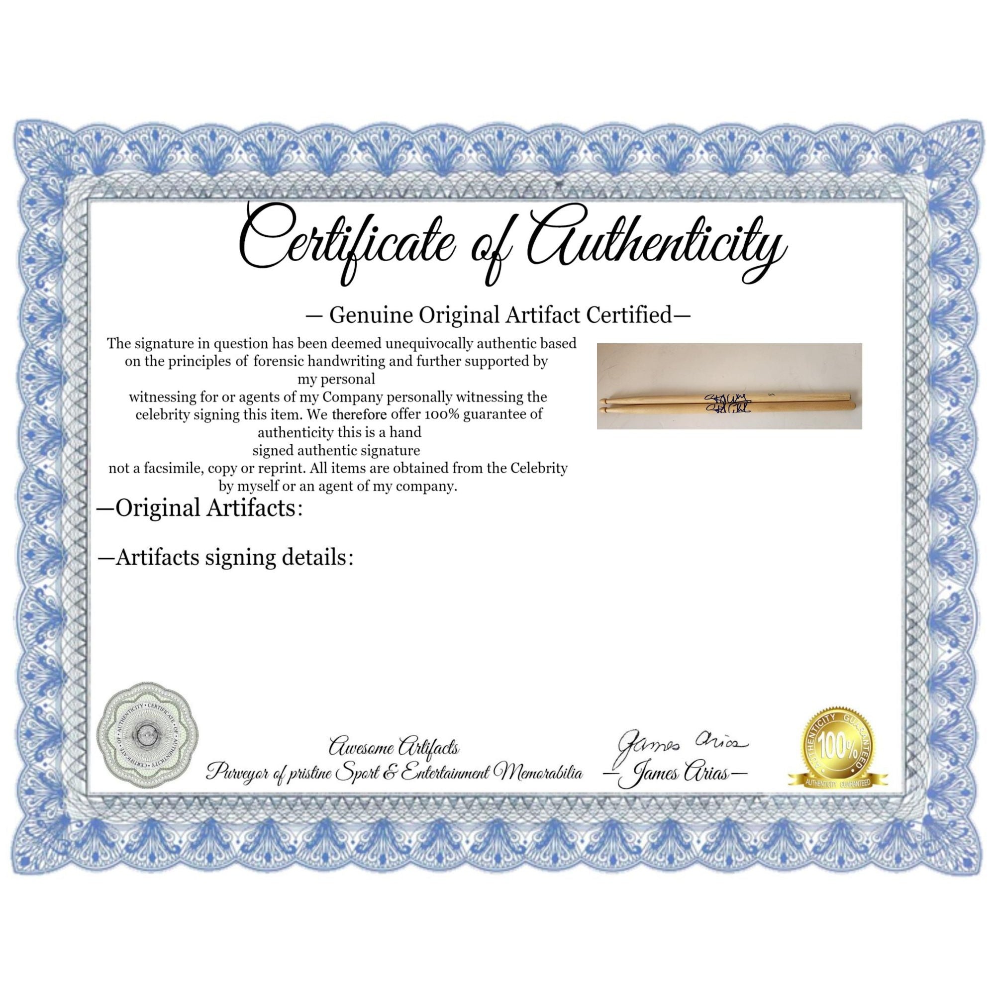 Stewart Copeland of the police Drumstick signed with proof