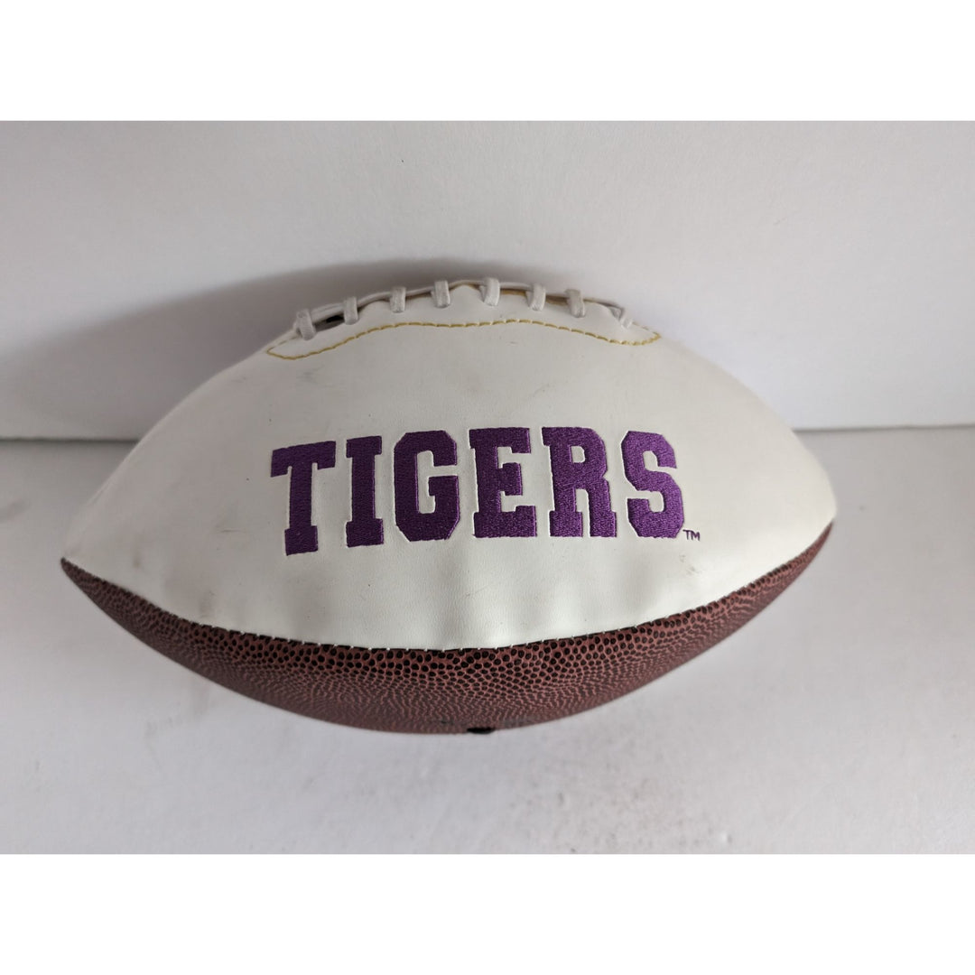 LSU Tigers Tyrone Matthau Less Miles Justin Jefferson full size football signed