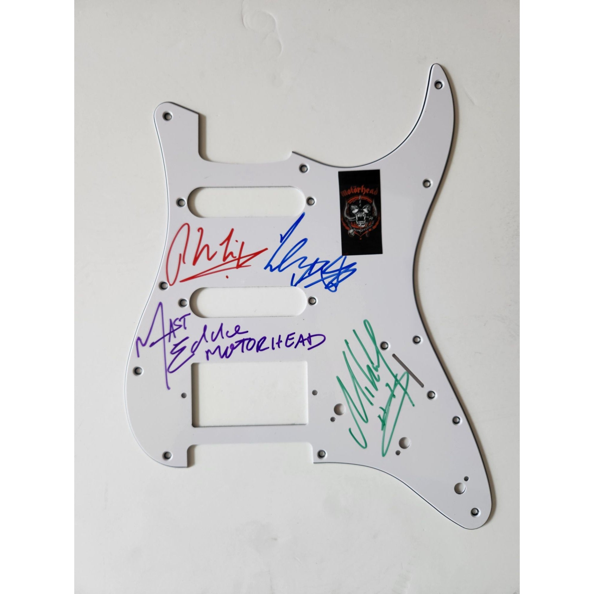 Lemy Kilmster Motorhead Fender Stratocaster electric pickguard signed with proof