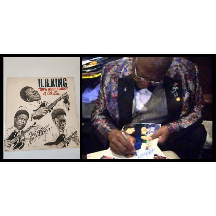 BB King now appearing at the Old Miss LP cover no LP signed with proof