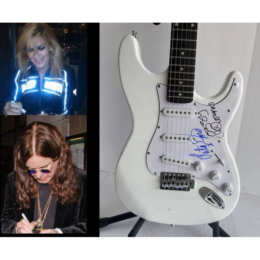 Ozzy Osbourne and Lita Ford Huntington Stratocaster full size electric guitar signed with proof