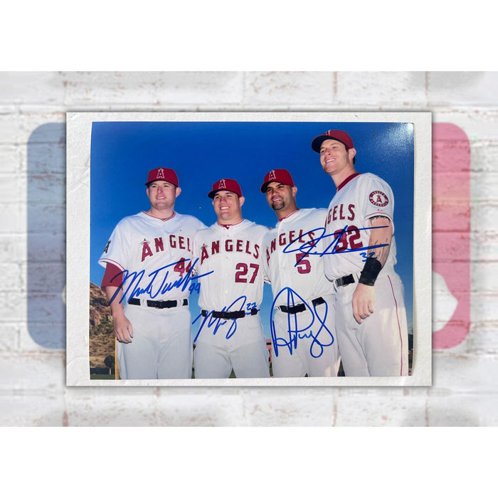 Albert Pujols, Mike Trout, Mark Trumbo, Josh Hamilton 8x10 photo signed with proof