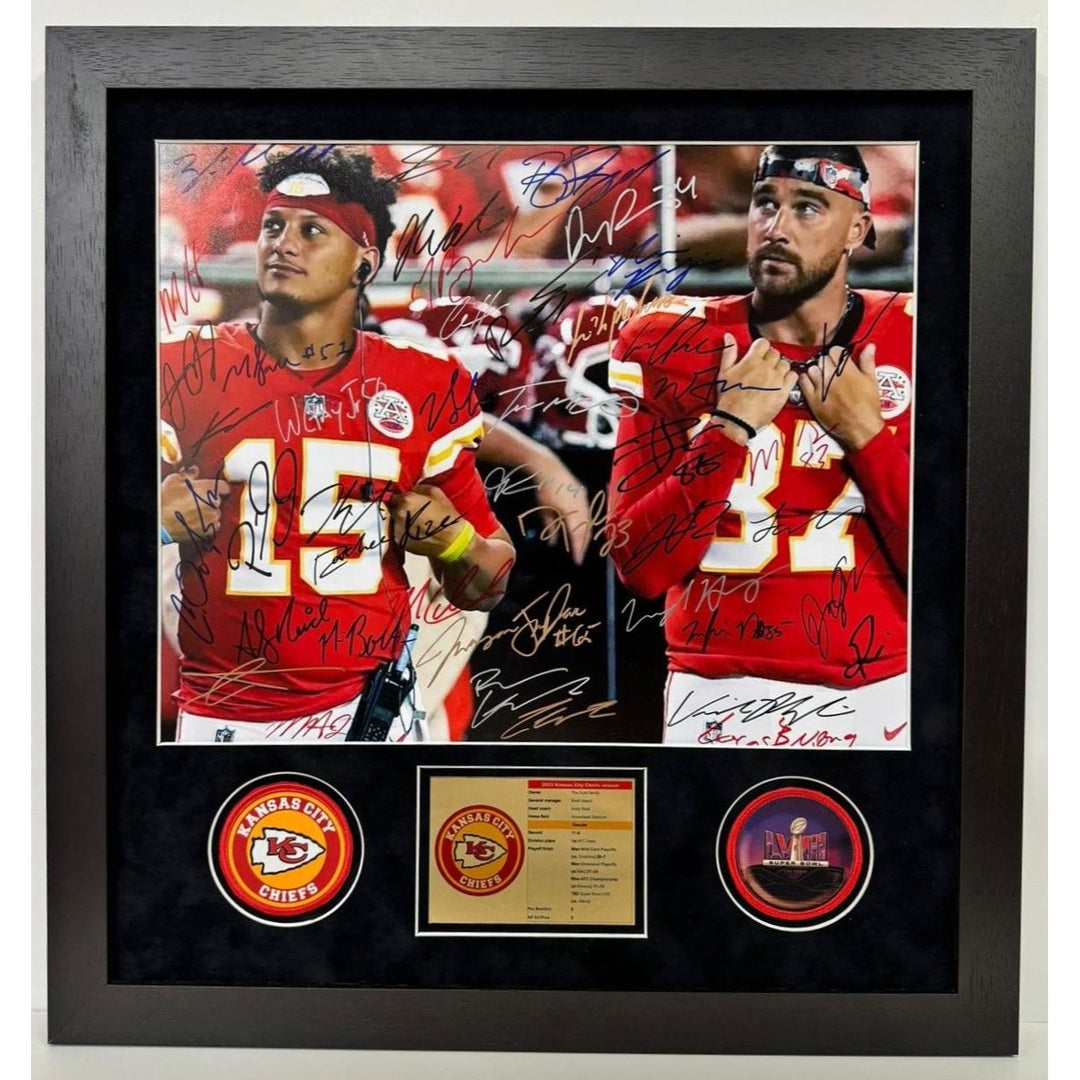 Kansas City Chiefs.Patrick Mahomes Travis Kelce Andy Reid 40 sigs 2023-24 team signed 16x20 photo with proof