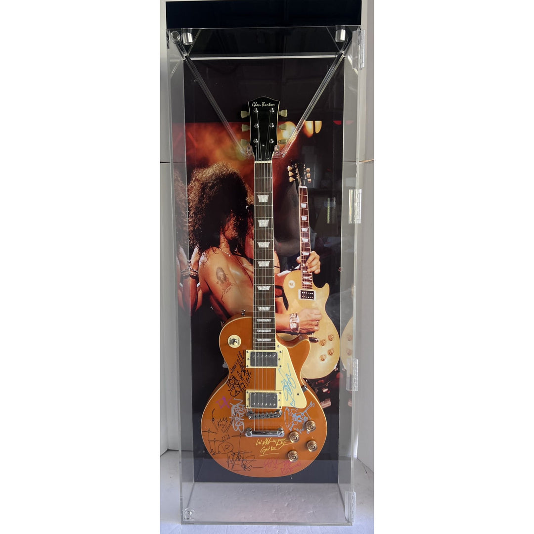 Guns N' Roses Axl Rose Slash Matt Sorum full band signed les paul electric guitar with proof and 16x48 display case