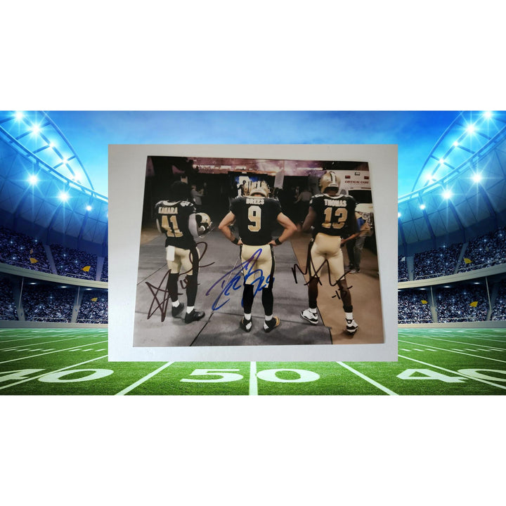 Drew Brees Alvin Kamara Michael Thomas 8x10 photo signed