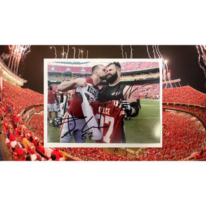 Jason Kelce and Travis Kelce 5x7 photo signed with proof