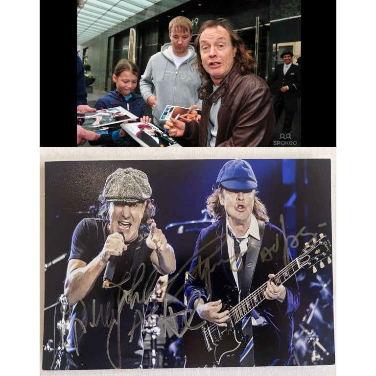 Brian Johnson and Angus Young AC/DC 5x7 photo signed with proof