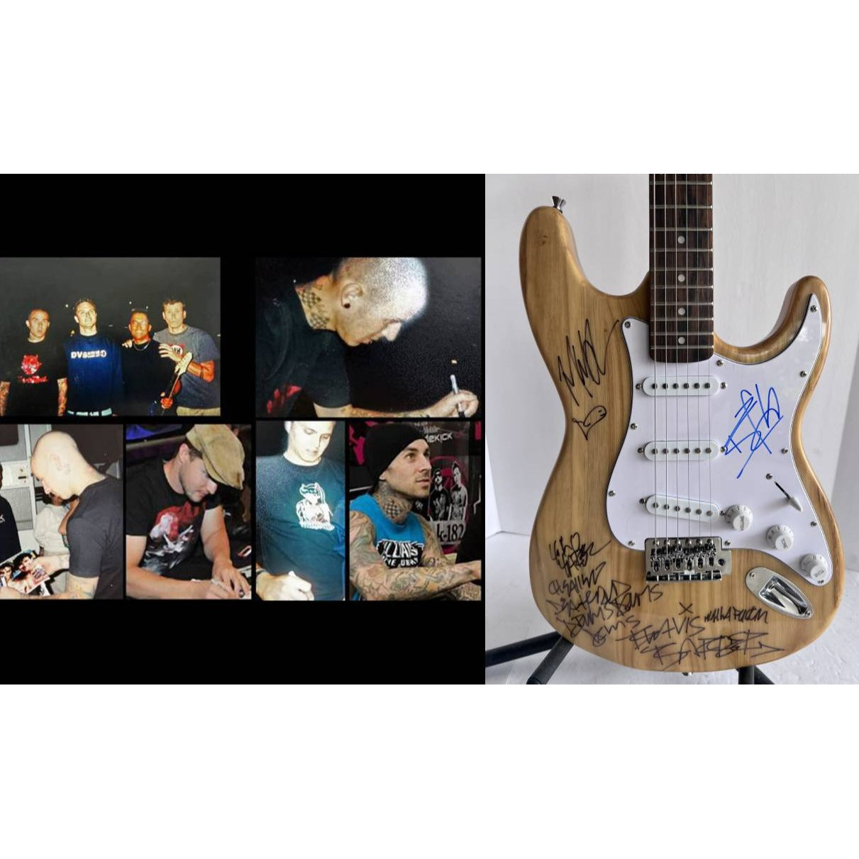 Blink-182 full size Stratocaster electric guitar signed with proof