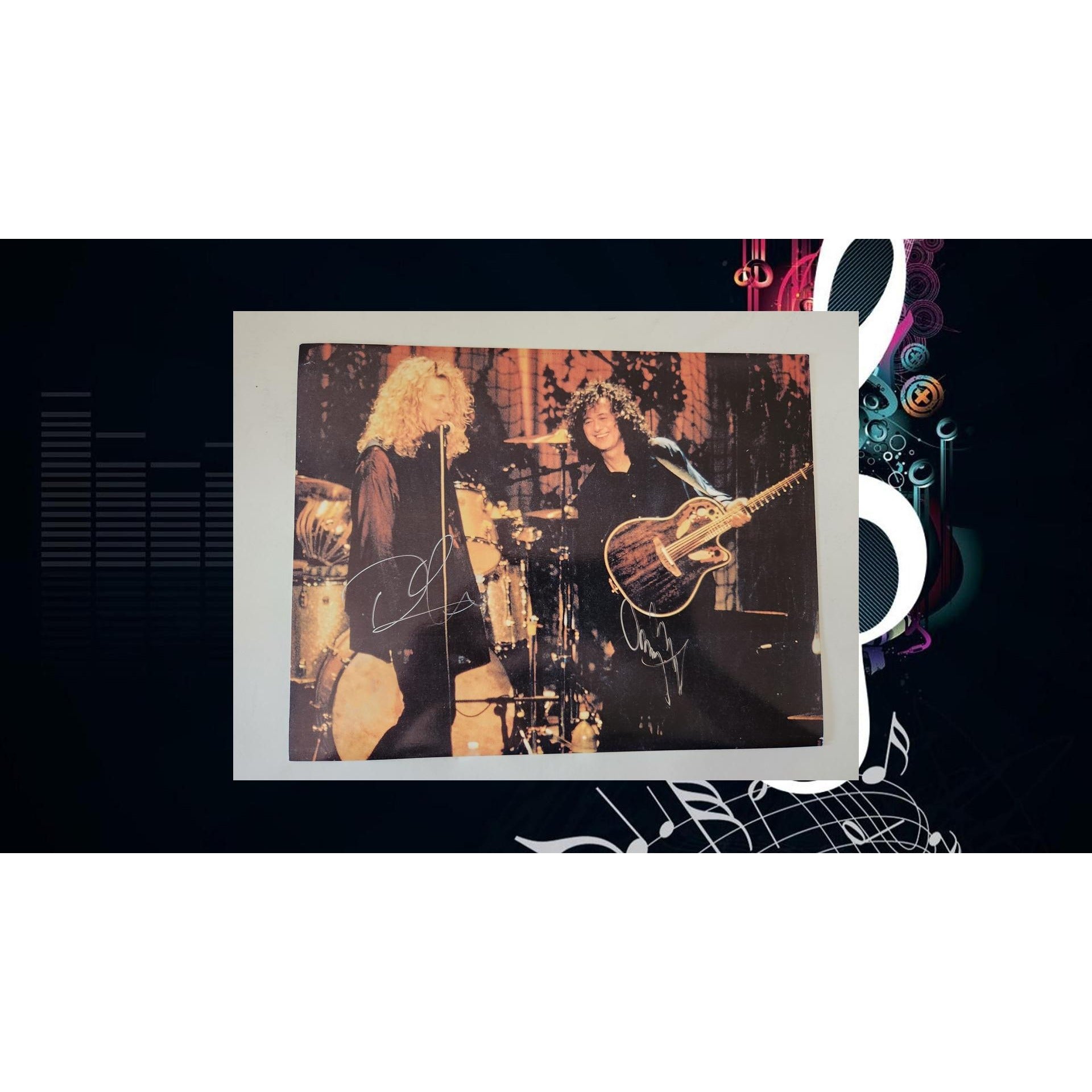 Jimmy Page and Robert Plant 8x10 photo sign with proof