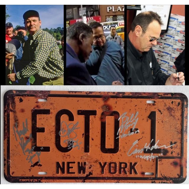 Ghostbusters cast signed license plate Bill Murray, Harold Ramis, Dan Aykroyd and Ernie Hudson with proof