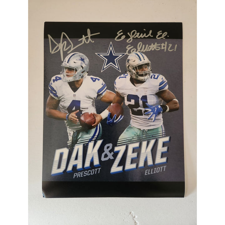 Dak Prescott and Ezekiel Elliott 8x10 photo sign with proof