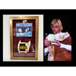 Load image into Gallery viewer, Nirvana Kurt Cobain Krist Novoselic David Grohl vintage pickguard signed with proof &amp; museum quality frame
