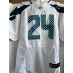 Load image into Gallery viewer, Marshawn Lynch Seattle Seahawks Super Bowl champions team sign Jersey game model Nike size 48 signed with proof
