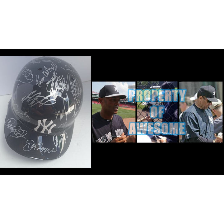 New York Yankees Derek Jeter Mariano Rivera Joe Torre 1996 World Series champions team sign batting helmet with proof