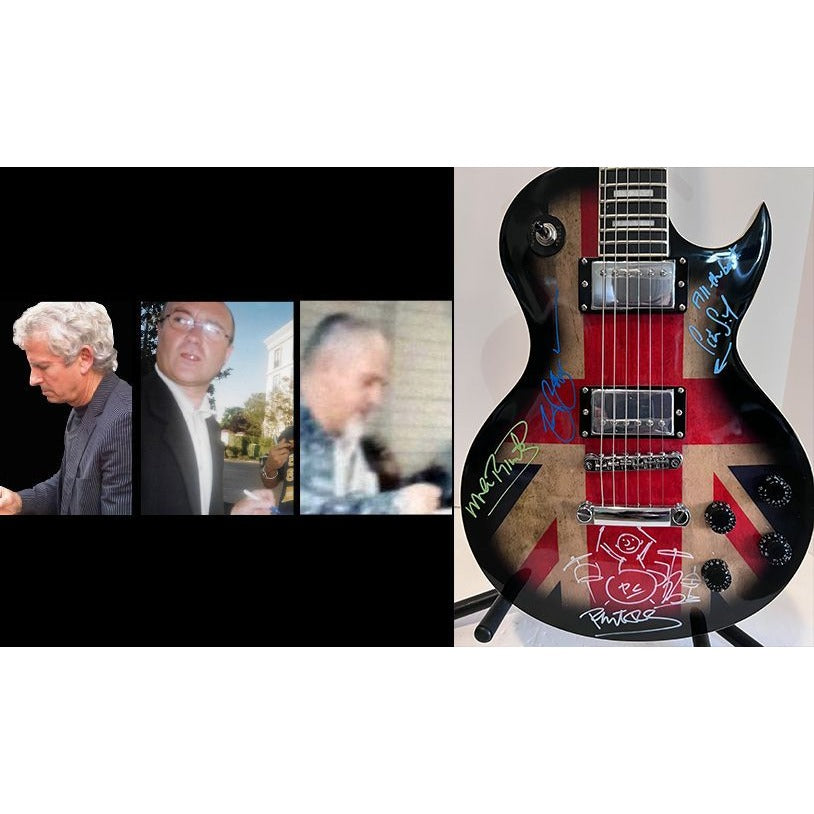 Genesis Phil Collins Peter Gabriel Tony Banks Electric guitar full size  signed