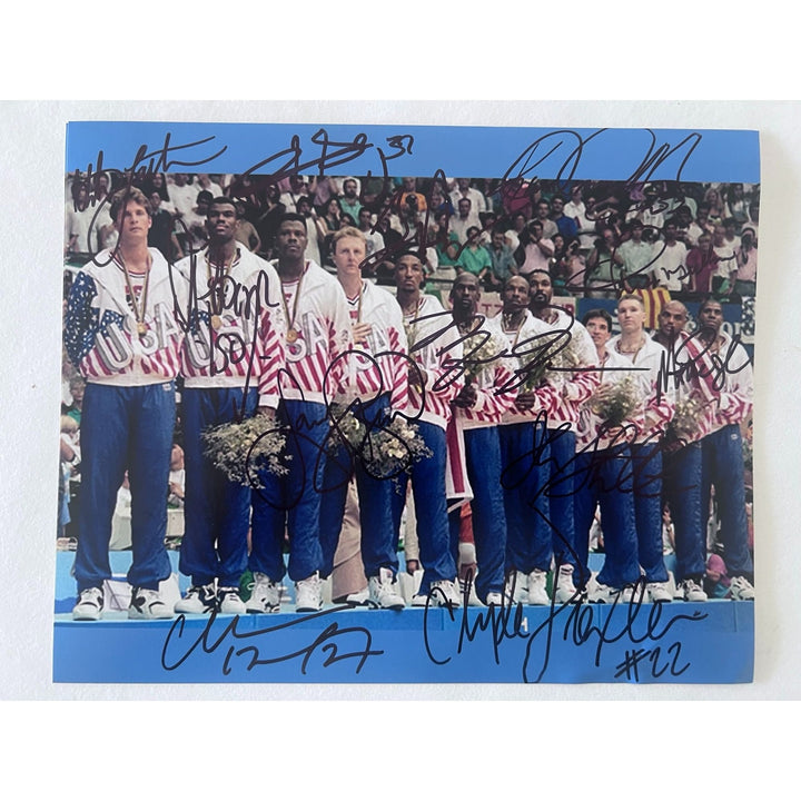 USA 1992 dream team Michael Jordan Ervin Magic Johnson Larry Bird Patrick Ewing 8x10 photo signed by all 12