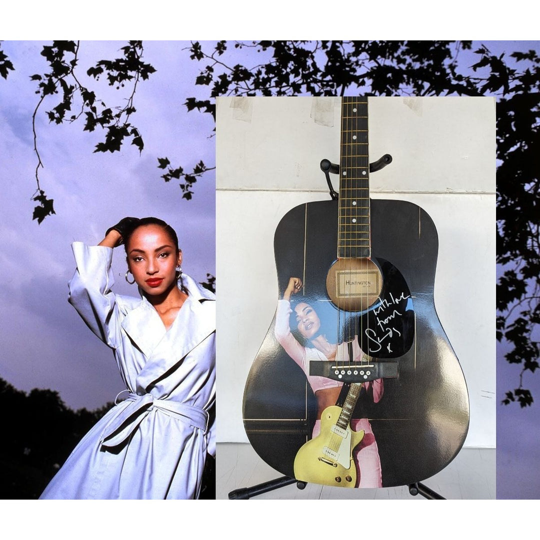 Sade Adu full size acoustic guitar signed with proof