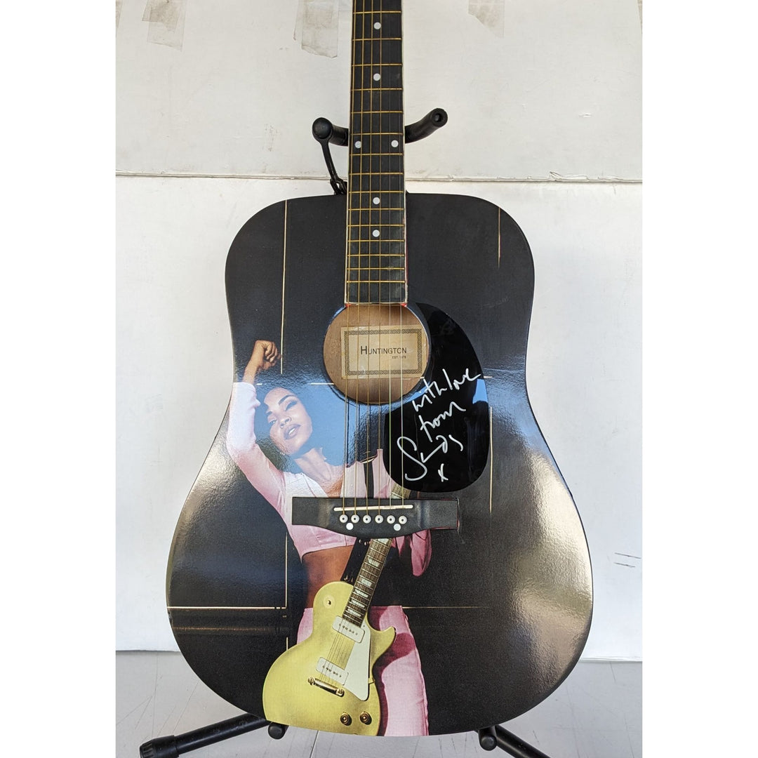 Sade Adu full size acoustic guitar signed with proof