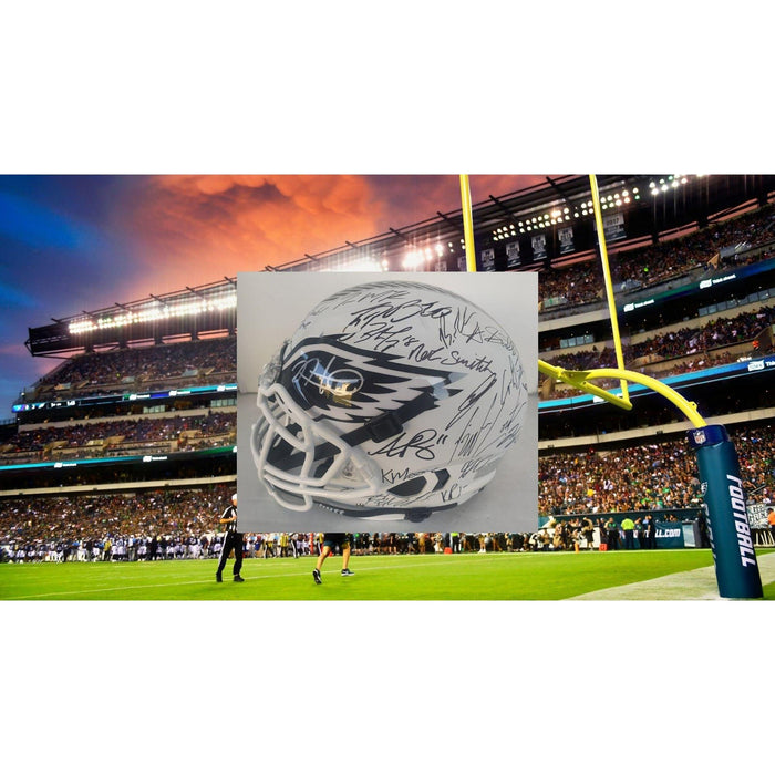Philadelphia Eagles 2024 NFC Champs Speed Schutt pro authentic helmet team signed (40 plus signatures) signed with proof