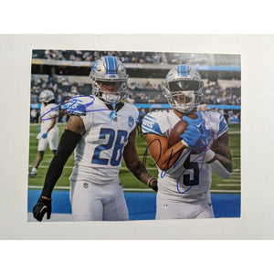 Detroit Lions  Jahmyr Gibbs and David Montgomery 8x10 photo signed with proof