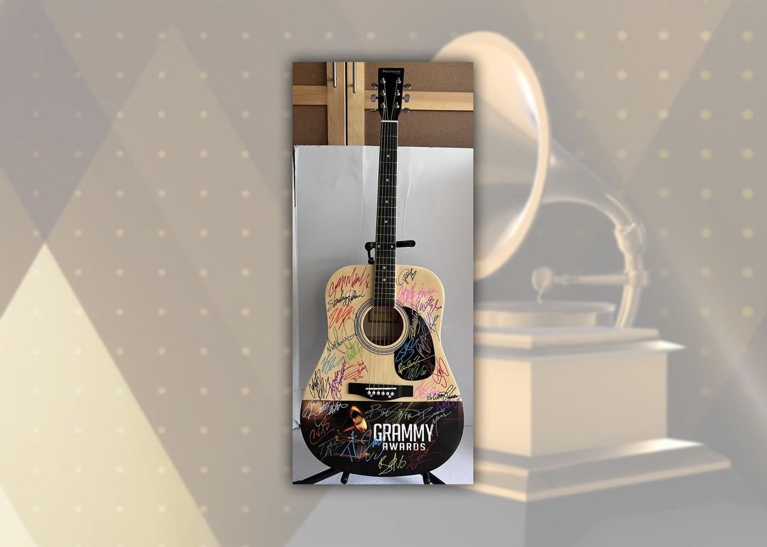 30 Grammy award-winning artists Michael Jackson, Paul McCartney, Madonna one-of-a-kind acoustic guitar signed with proof