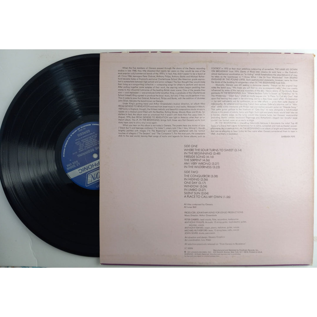 Peter Gabriel Tony Banks Mike Rutherford Genesis "In The Beginning" LP signed with proof