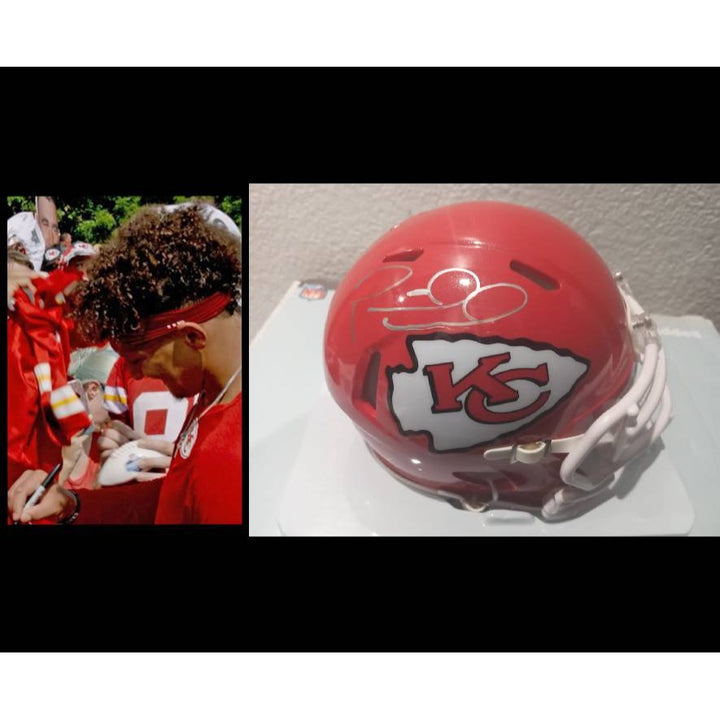 Patrick Mahomes Riddell mini helmet signed with proof