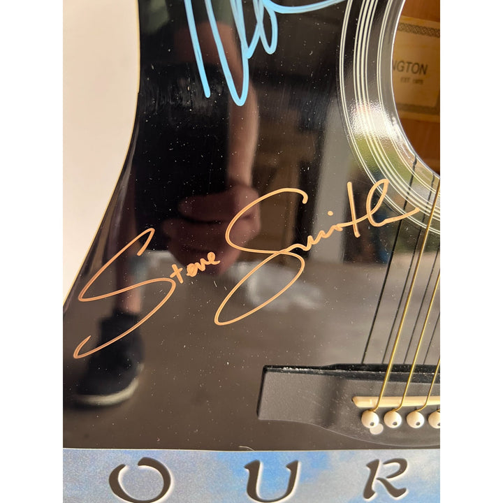 Neal Schon,  Ross Valory,  Jonathan Cain, Greg Rowley Steve Perry Journey complete band signed acoustic guitar with proof